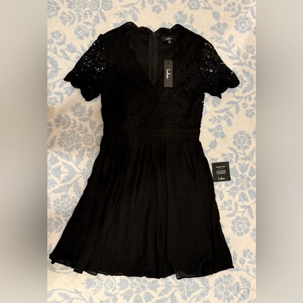 Lulu's Black Lace Mini Dress